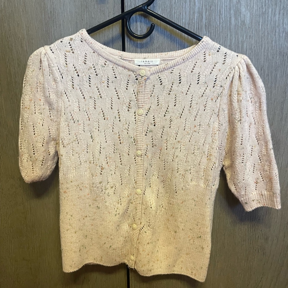 Baby Pink cropped button-up sweater (From Korea)